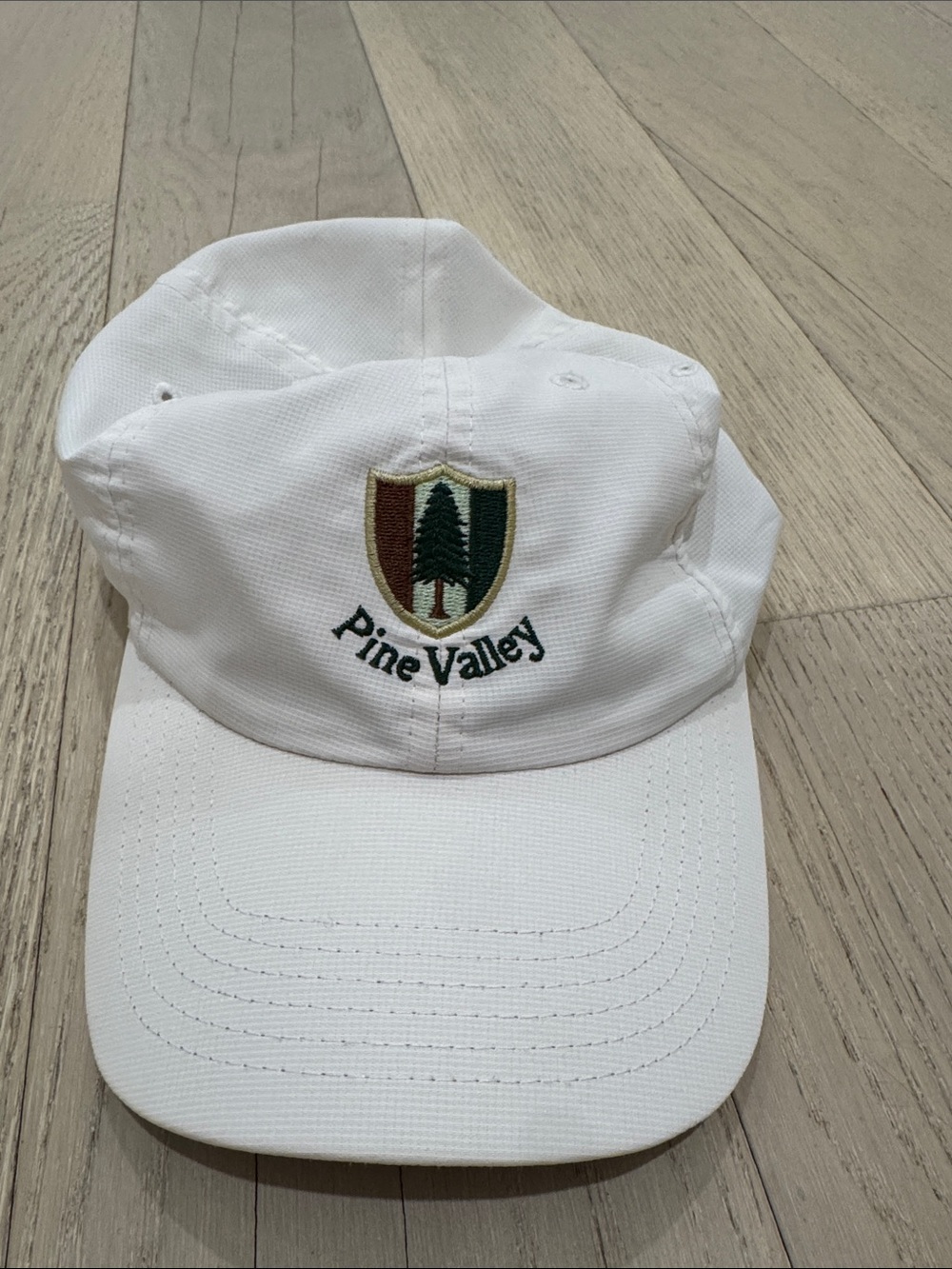 Pine Valley White Golf Hat Cap with Embroidered Crest